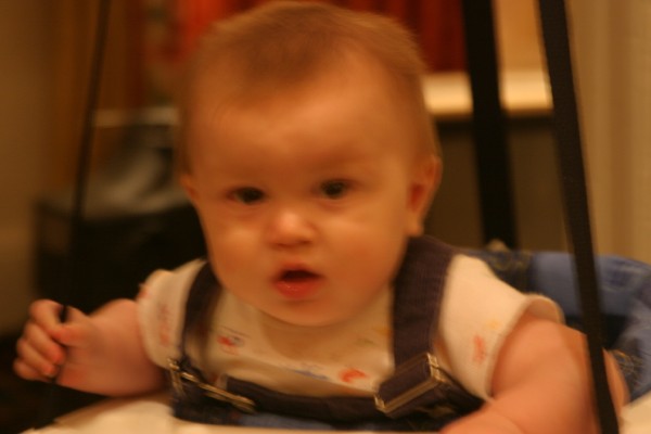 Cornwall Weblog: Sebastian in bouncy chair (IMG_1246.JPG, 600 x 400, 36.0K) 